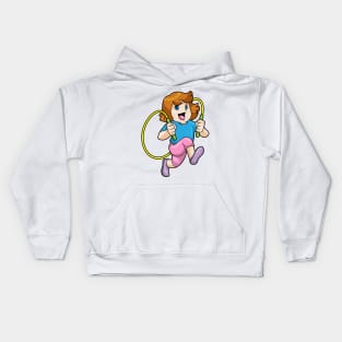 Girl at Fitness with Skipping rope Kids Hoodie